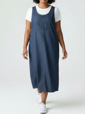 Vintage 90’s Tilley Endurables Sleeveless Denim Maxi Dress | Size L
